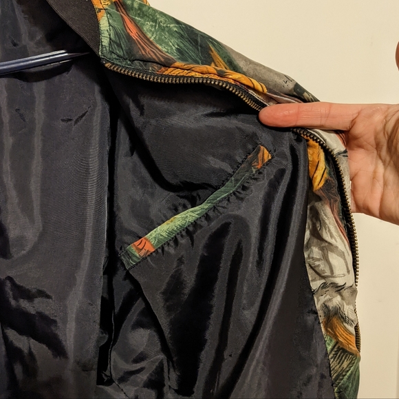 Vintage 90s Equestrian Silk Bomber Jacket M - Picture 8 of 10